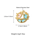 18K gold plated stainless steel sun flower pendant with colorful enamel infill - Round Hollow Wave Enamel (25N06280G)