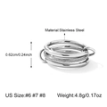 Detail view of multi-layer stainless steel ring showing layered structure and frosted texture - US 6 / Silver