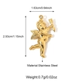 Polished golden stainless steel Cupid angel pendant DIY jewelry charm accessory - Gold