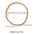 Size specifications of 18K gold plated stainless steel beaded elastic bracelet for women - 3mm / Gold