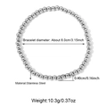 Bracciale elastico in acciaio inossidabile lucido con perline metalliche da 0.4cm - 4mm / Argento