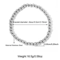 Bracciale elastico con perline in acciaio inossidabile argento lucido da 5mm - 5mm / Argento