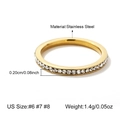 Anello eternity da 2mm in acciaio inossidabile dorato con file di zirconi cubici - Taglia 7 / Oro Singola Fila