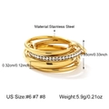 Minimalist gold-plated stainless steel interlocking ring set with cubic zirconia accents - Gold Four-Row with Rhinestones