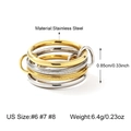 Detail showing stacked stainless steel rings with polished and frosted finishes - Two-Tone Four-Row Frosted