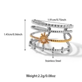 Anello a strati bicolore in acciaio inossidabile con motivo solare e dimensioni - Stile Più Strati Rivetto Raggio Di Sole (25R01234GS)