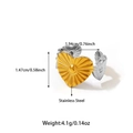 Minimalist open heart ring featuring a two-tone gold and silver stainless steel finish - Two-tone Heart Sunburst Texture Style (25R01235GS)