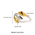 Tweekleurige roestvrijstalen open ring met onregelmatige bloembladen in goud en zilver - Driebal Bladlepel Vorm Stijl (25R01236GS)