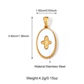 Colgante ovalado de acero inoxidable chapado en oro 18K con nácar blanco y medidas - Estilo Cruz Ovalada (25N06649G)