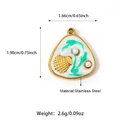 18K gold plated stainless steel shell pendant with white enamel and pearls for DIY jewelry - Green Triangle Seashell Style (25N06350G-G)