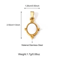 Detalle del colgante ovalado de acero inoxidable dorado 18K con nácar blanco y medidas - Estilo Ovalado con Borde de Cuentas (25N06652G)