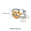 Tweekleurige roestvrijstalen open ring met een goudkleurig hartvormig design - Gehamerd Hart Verweven Stijl (25R01238GS)