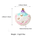 Shell shaped stainless steel pendant with colorful enamel and three white pearls - Purple Shell Fan Style (25N06355G-Purple)