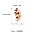 Detailed view of red and white striped candy cane pendant in gold-plated stainless steel - Candy Cane Style (25N06672G)
