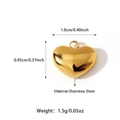 Ciondolo a cuore in acciaio inossidabile placcato oro 18K per gioielli fai-da-te - Stile Cuore Lucidato Stereo (25N06330G)