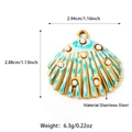 Blue shell pendant with pearls in 18k gold plated stainless steel for jewelry making - Teal & White Seashell Style (25N06356G-G)