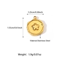 Ciondolo tondo in acciaio inossidabile dorato con intaglio floreale e oro 18K - Disco Rotondo Fiore a Cinque Petali (25N06329G)