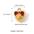 Detail of 18K gold bell pendant with red enamel bow and stainless steel dimensions - Single Bell Style (25N06669G)
