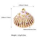 18K gold-plated shell pendant with white pearls and purple texture on stainless steel - Purple Seashell Style (25N06356G-Purple)