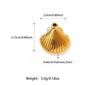 Polished 18K gold-plated stainless steel shell pendant charm with ribbed texture - Gold Polished Mirror Shell Style (25N06327G)