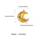 Polished 18K gold plated stainless steel crescent moon pendant with size dimensions - Gold Polished Crescent Moon Style (25N06326G)
