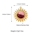 Detailed view of sun-shaped stainless steel pendant with dimensions 3.12cm by 3.45cm - Red-Pink Swirl Sun (25N06667G-2)
