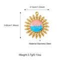 Detailed view of a stainless steel sun pendant with pink and blue enamel swirl patterns - Pink-Blue Swirl Sun (25N06667G-1)