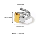 Minimalistische tweekleurige roestvrijstalen open ring met zilveren en gouden details - Vierkant Ovaal Geometrisch Stijl (25R01246GS)