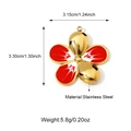 Polished stainless steel five-petal flower pendant with red and white enamel details - Large (25N06662G) / Red (25N06662G-4)