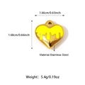 18K gold heart-shaped stainless steel pendant with yellow enamel drip design detail - Gold Heart Yellow Enamel Style (25N06288G-Y)
