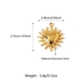 Polished 18K gold stainless steel heart pendant with sunburst edges and ring - Gold Sunburst Heart Style (25N06322G)
