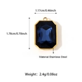 Rectangle deep blue gemstone pendant with 18K gold stainless steel base setting - Gold Deep Blue Gem Rectangle Style (25N06289G-Blue)
