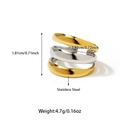 Drielagige spiraalring van roestvrij staal in tweekleurig goud en zilver - Spiraal Drie Lagen Afwisselende Stijl (25R01248GS)