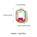 Iridescent rectangular gemstone pendant with 18K gold-plated stainless steel frame - Gold Iridescent Gem Rectangle Style (25N06289G-C)
