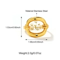 Detailed macro view of 18K gold stainless steel ring with white dried flower centerpiece - Clear Ring White Flower (25R01680G)