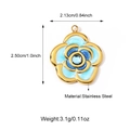 Blumenanhänger aus Edelstahl in Gold mit blauen Blütenblättern und zentralem Stein - Blau-Weiß Verlauf Blume (25N06664G-2)