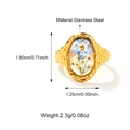 Detail of 18K gold stainless steel ring featuring dimensions and preserved dried flower - Hand-Textured Blue-White Flower (25R01679G)