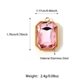 Pink faceted rectangle gemstone pendant with gold stainless steel frame for DIY jewelry - 25n06289g-p