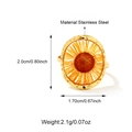 Detailed view of an 18K gold-plated stainless steel ring with orange dried flower inlay - Polished Round Orange Flower (25R01676G)