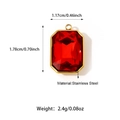 18K gold plated stainless steel rectangle red gemstone pendant with step-cut crystal - Gold Red Gem Rectangle Style (25N06289G-R)