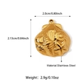 18K gold plated stainless steel shell pendant with sea wave texture and 2.0cm width - Gold Shell Texture Style (25N06317G)
