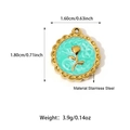 18K gold stainless steel heart charm with mint green enamel and gold floral detail - 25n06291g-g