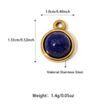 Round stainless steel pendant with blue gemstone and gold finish 1.0cm width - Gold Base Blue Gem Disc Style (25N06302G-Blue)