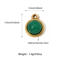 18K gold plated stainless steel round pendant with green agate stone inlay - Gold Base Green Gem Disc Style (25N06302G-G)