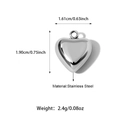 Silver stainless steel heart charm with bow detail and 18K gold plating accent - Silver Polished Heart Style (25N06306S)