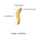 Polished 18K gold chili pepper pendant in stainless steel with dimension and weight specs - Gold High Polish Chili Style (25N06293G-1)