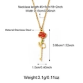 Elegant gold-tone stainless steel necklace with a red rose pendant for personalized gifts - Gold Rose Style (CN04209G-1) / Gold