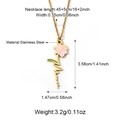 Gold stainless steel flower necklace with pink floral pendant and golden wavy stem - Gold Pink Flower Style (CN04209G-3) / Gold