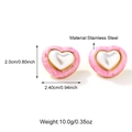 Orecchini a cuore marmo rosa con perla in acciaio inossidabile di qualità - Rosa Marmorizzato (25E01577G-3)