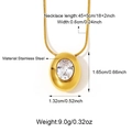 Gouden roestvrijstalen halsketting met ovale zirkonia hanger en glanzende afwerking - Goud-Wit Ovaal (25N06599G-W)
